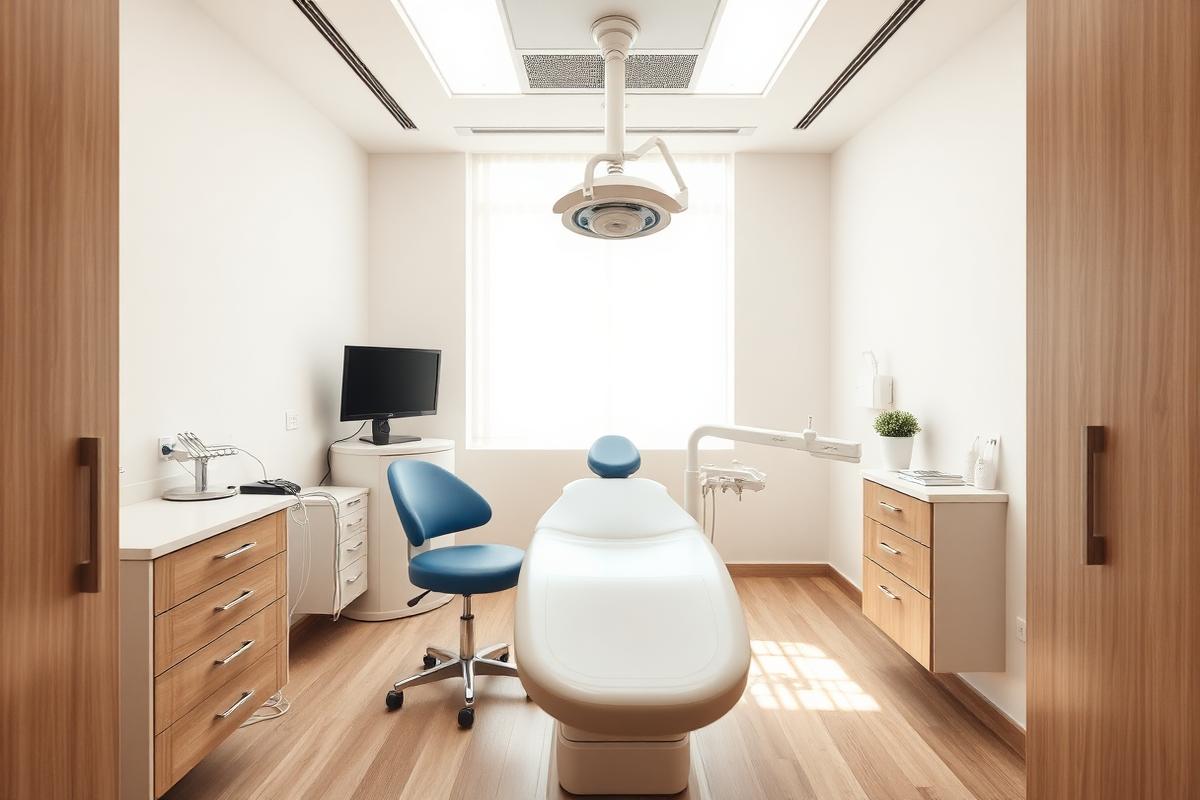 Modern minimalist dental clinic treatment room
