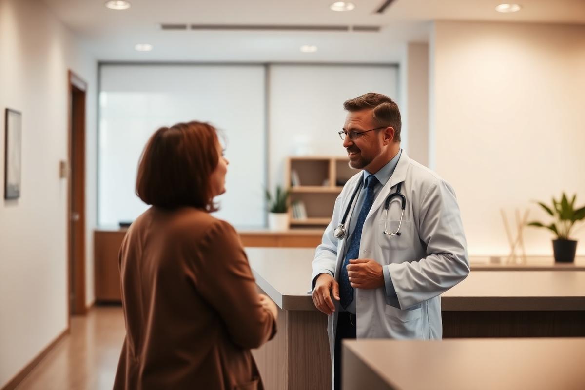 Doctor greeting a patient in a modern medical practice